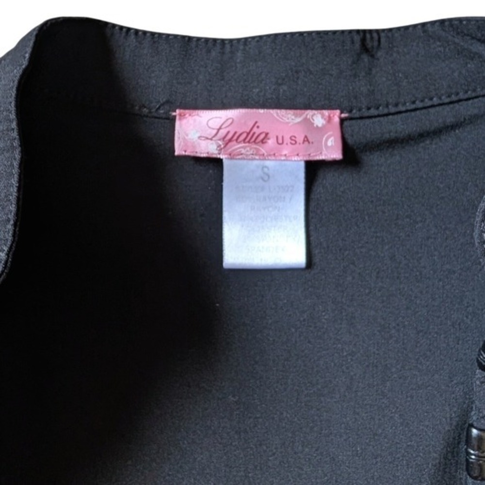 Vintage Y2K Black Gothic Chic Military Cropped Corset Leather Trim Jacket - Picture 5 of 7